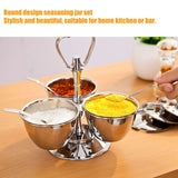 Spice Rack Kitchen Stainless Steel Seasoning Pots Condiment Set Rotating Spice Rack OrganizerJ13390(3) 3Pcs Rotating Seasoning Pot Set - Extra Image