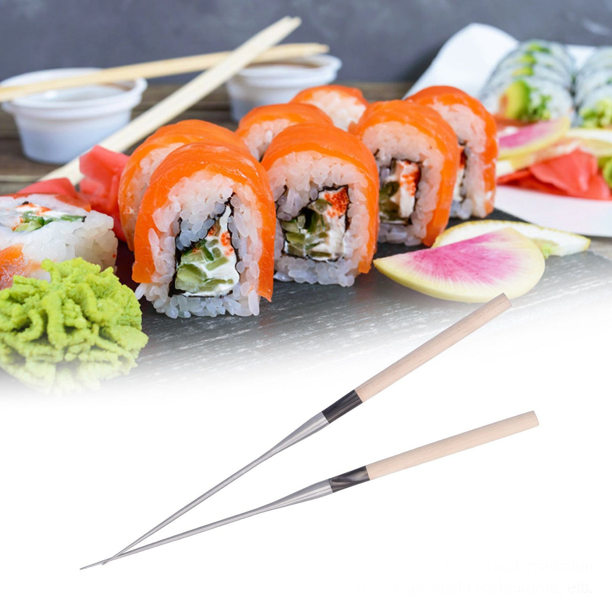 Japanese Sushi Chopsticks with Wood Handle Cooking Chopsticks Tableware Serving Utensils180MM