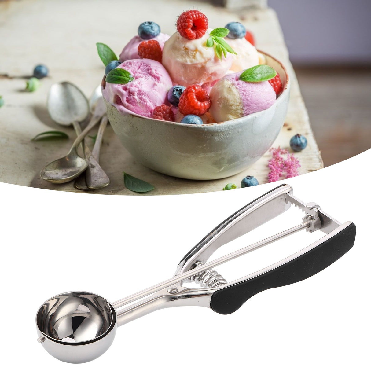 Ice Cream Spoon Stainless Steel Ice Cream Fruit Scoop Melon Baller Digging Ball for Kitchen44mm
