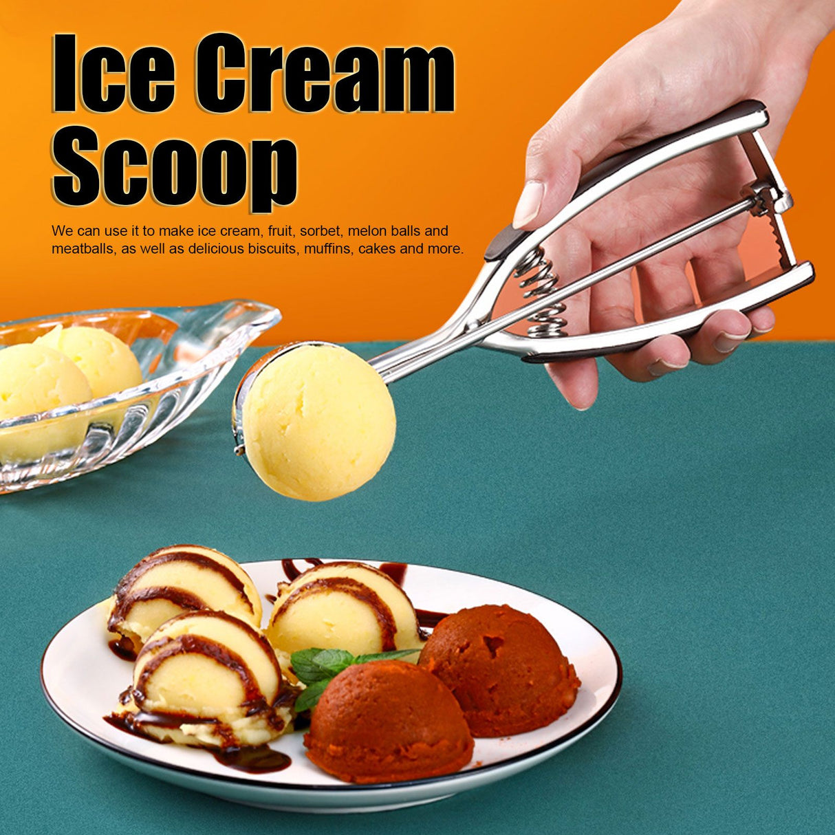 Ice Cream Spoon Stainless Steel Ice Cream Fruit Scoop Melon Baller Digging Ball for Kitchen44mm