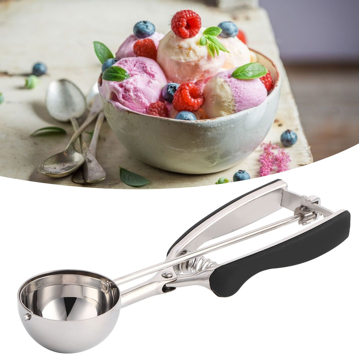 Ice Cream Spoon Stainless Steel Ice Cream Fruit Scoop Melon Baller Digging Ball for Kitchen55mm