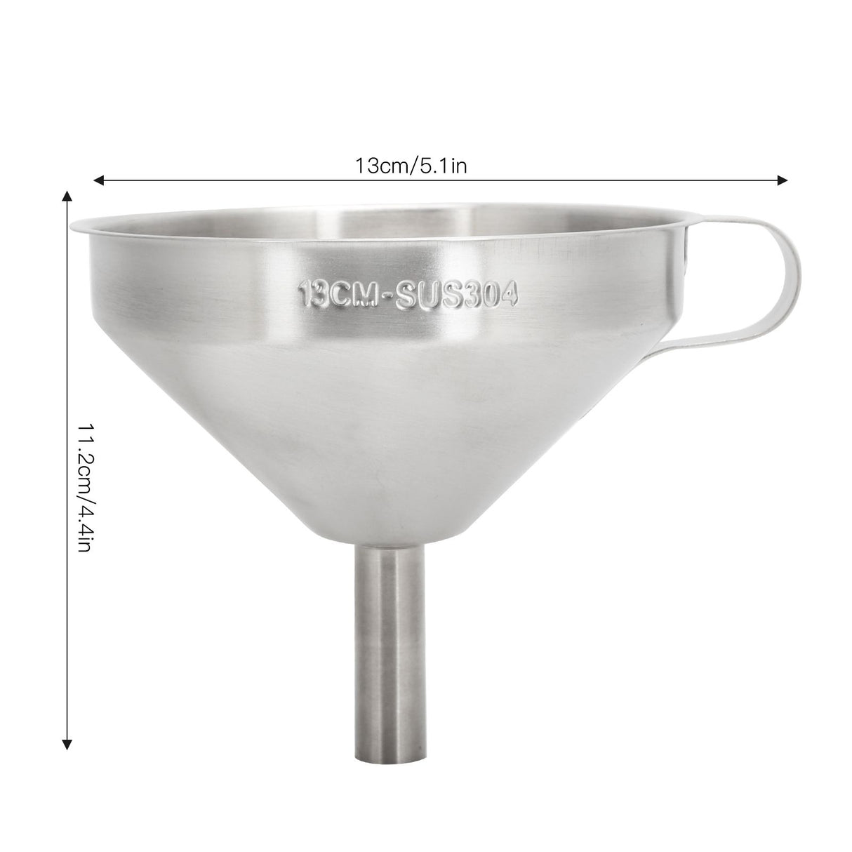 304 Stainless Steel Kitchen Funnel with Filter for Transferring of Liquid Dry Ingredients13cm Mouth Diameter