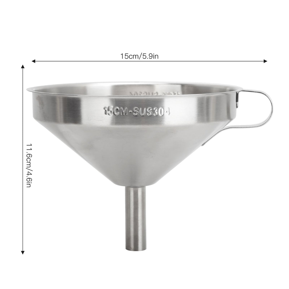 304 Stainless Steel Kitchen Funnel with Filter for Transferring of Liquid Dry Ingredients15cm Mouth Diameter
