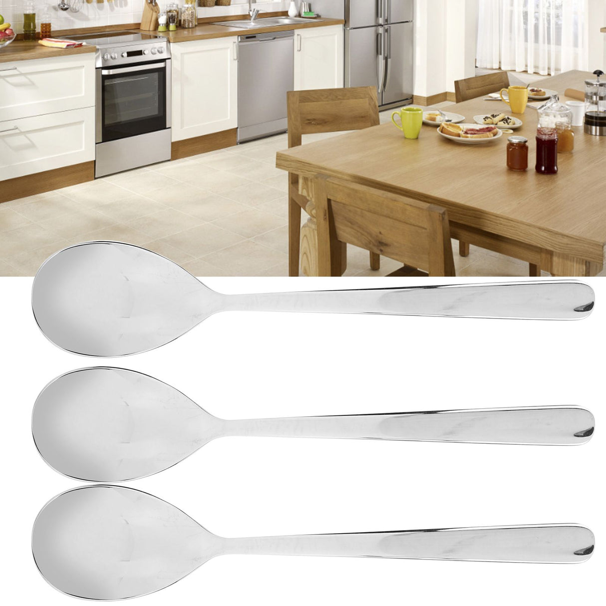 12PCS Silverware Set Stainless Steel Flatware Cutlery Kitchen Utensils for Hotel RestaurantSpoon
