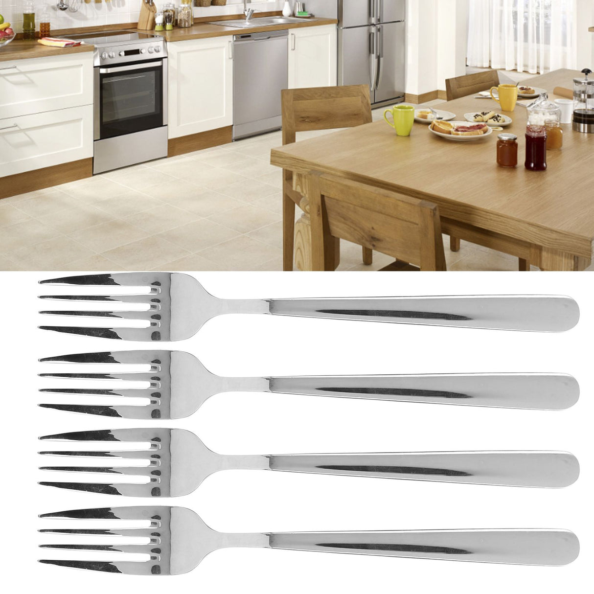 12PCS Silverware Set Stainless Steel Flatware Cutlery Kitchen Utensils for Hotel RestaurantFork