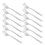 12Pcs Stainless Steel Forks Multifunctional Tasting Appetizer Cake Dessert Salad Fruit Fork - Front View