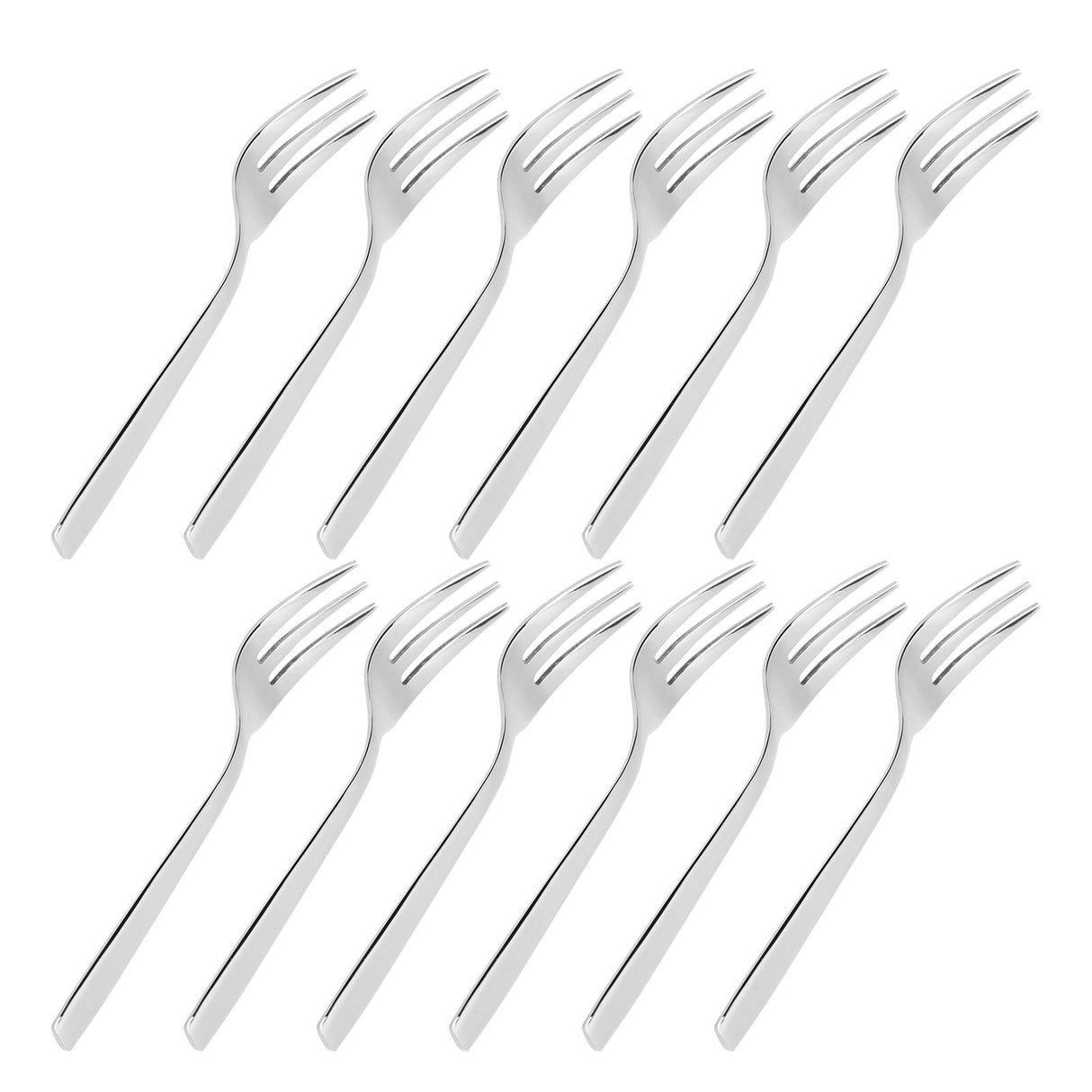 12Pcs Stainless Steel Forks Multifunctional Tasting Appetizer Cake Dessert Salad Fruit Fork
