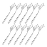 12Pcs Stainless Steel Forks Multifunctional Tasting Appetizer Cake Dessert Salad Fruit Fork - Top-Down View