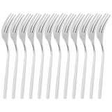 12Pcs Stainless Steel Forks Multifunctional Tasting Appetizer Cake Dessert Salad Fruit Fork