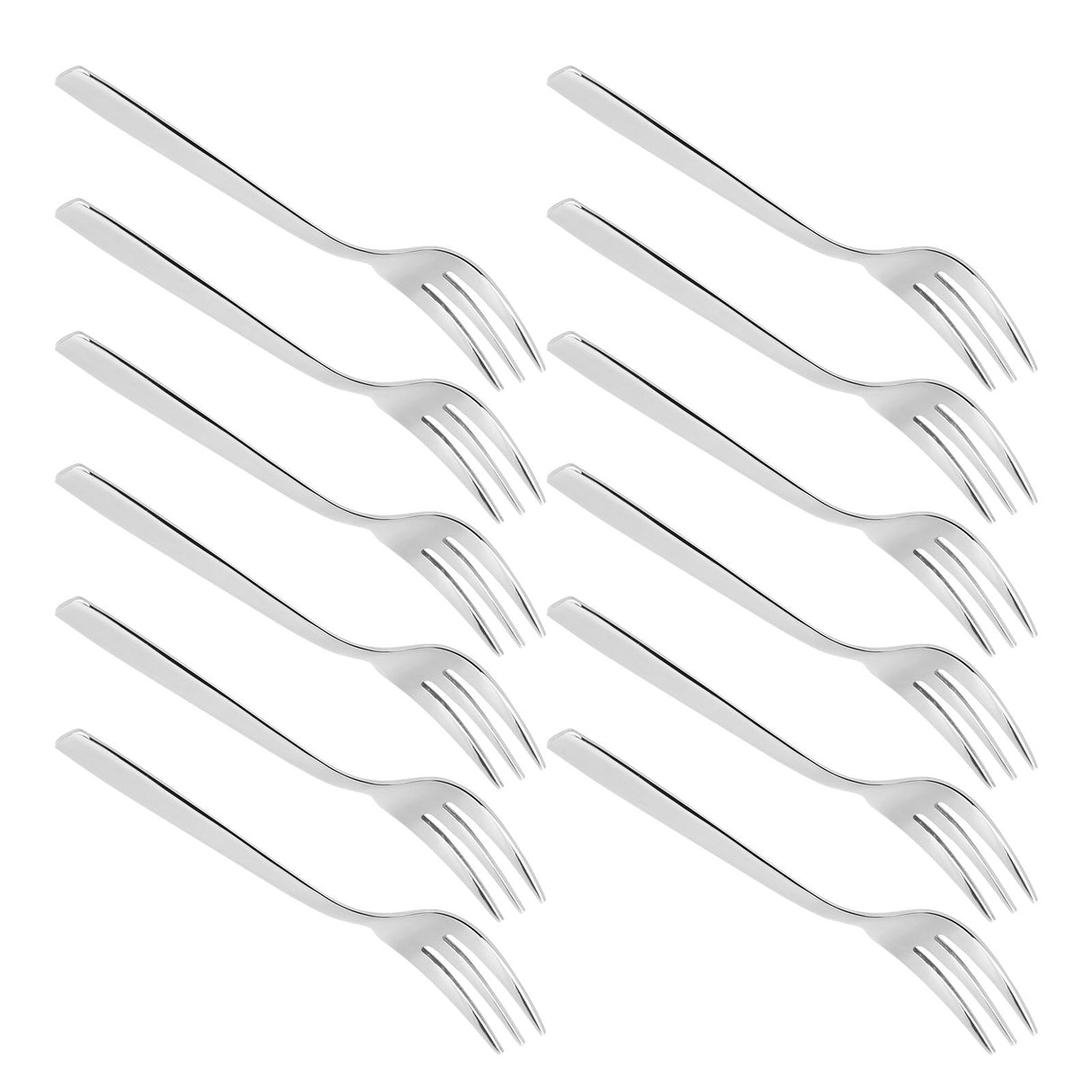 12Pcs Stainless Steel Forks Multifunctional Tasting Appetizer Cake Dessert Salad Fruit Fork