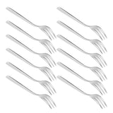 12Pcs Stainless Steel Forks Multifunctional Tasting Appetizer Cake Dessert Salad Fruit Fork - Rear View