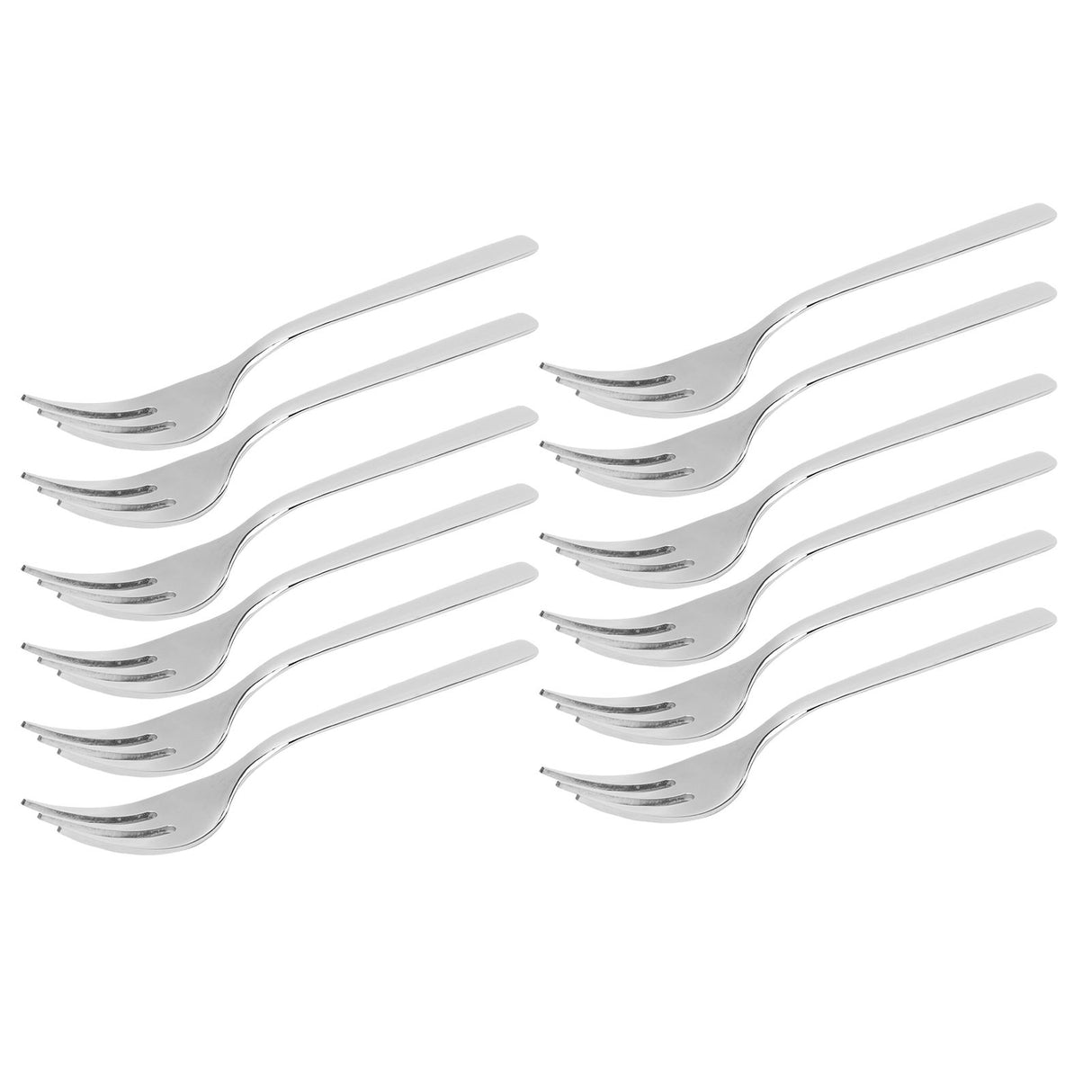 12Pcs Stainless Steel Forks Multifunctional Tasting Appetizer Cake Dessert Salad Fruit Fork
