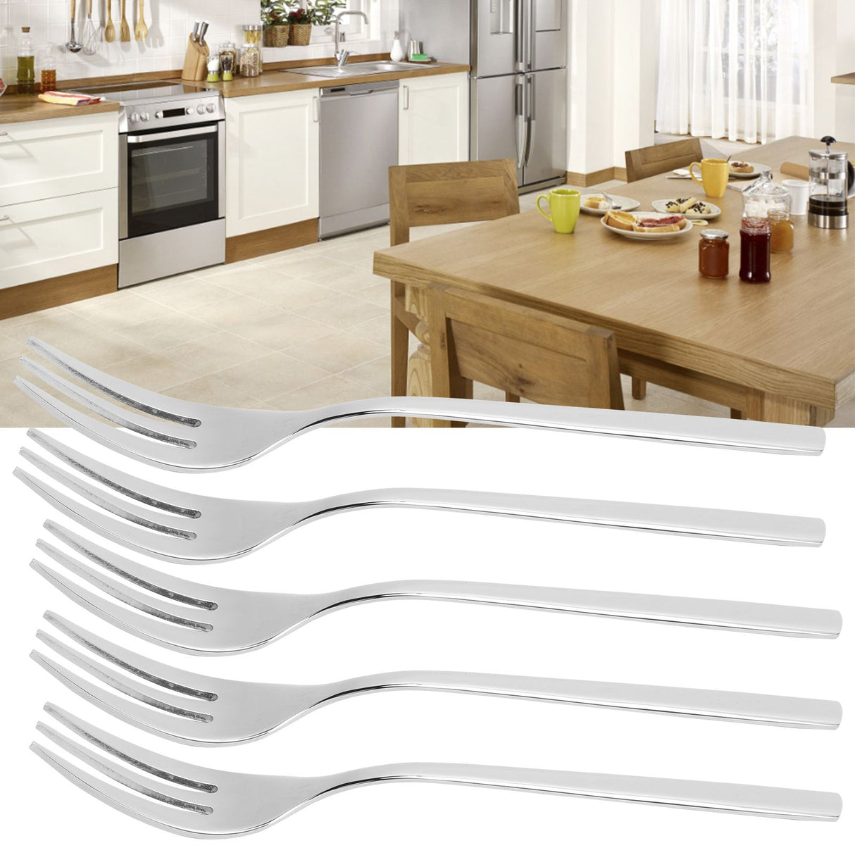 12Pcs Stainless Steel Forks Multifunctional Tasting Appetizer Cake Dessert Salad Fruit Fork