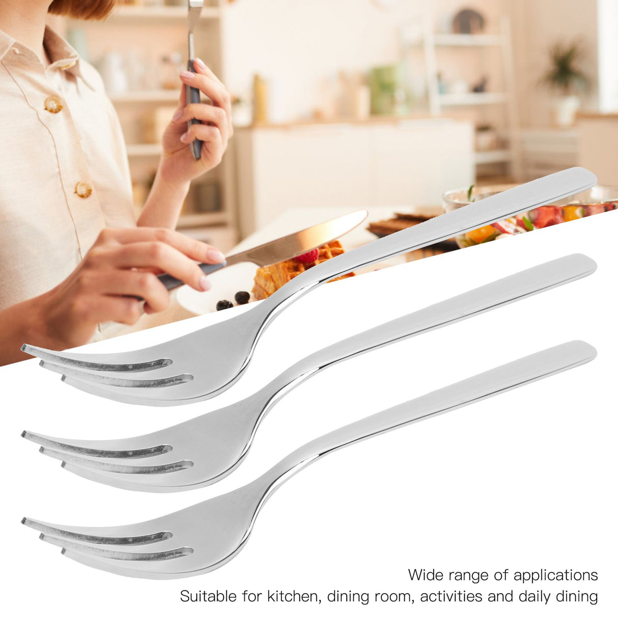 12Pcs Stainless Steel Forks Multifunctional Tasting Appetizer Cake Dessert Salad Fruit Fork