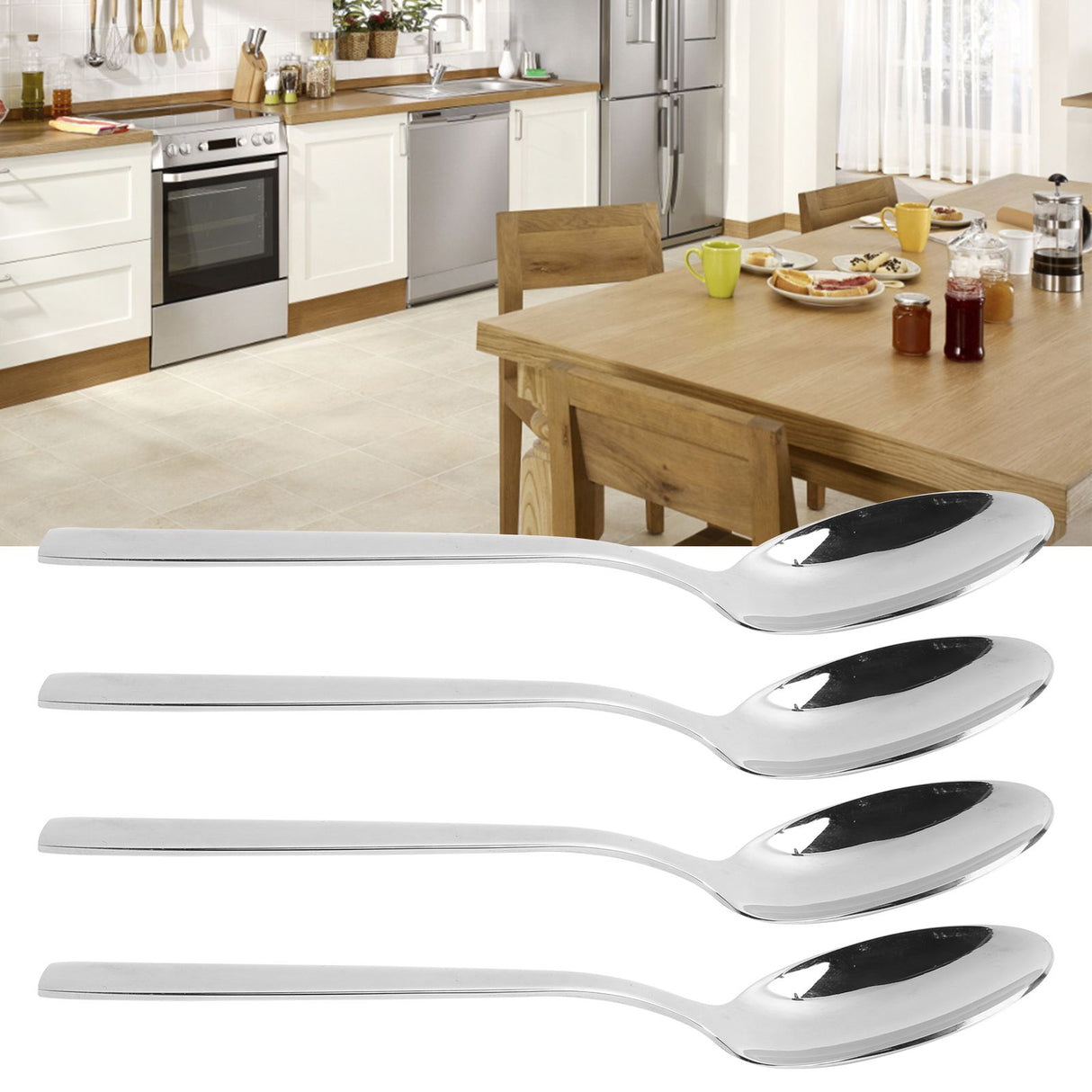 12Pcs Long Handle Dessert Spoon 316 Stainless Steel Soup Coffee Stirring Spoon Cutlery