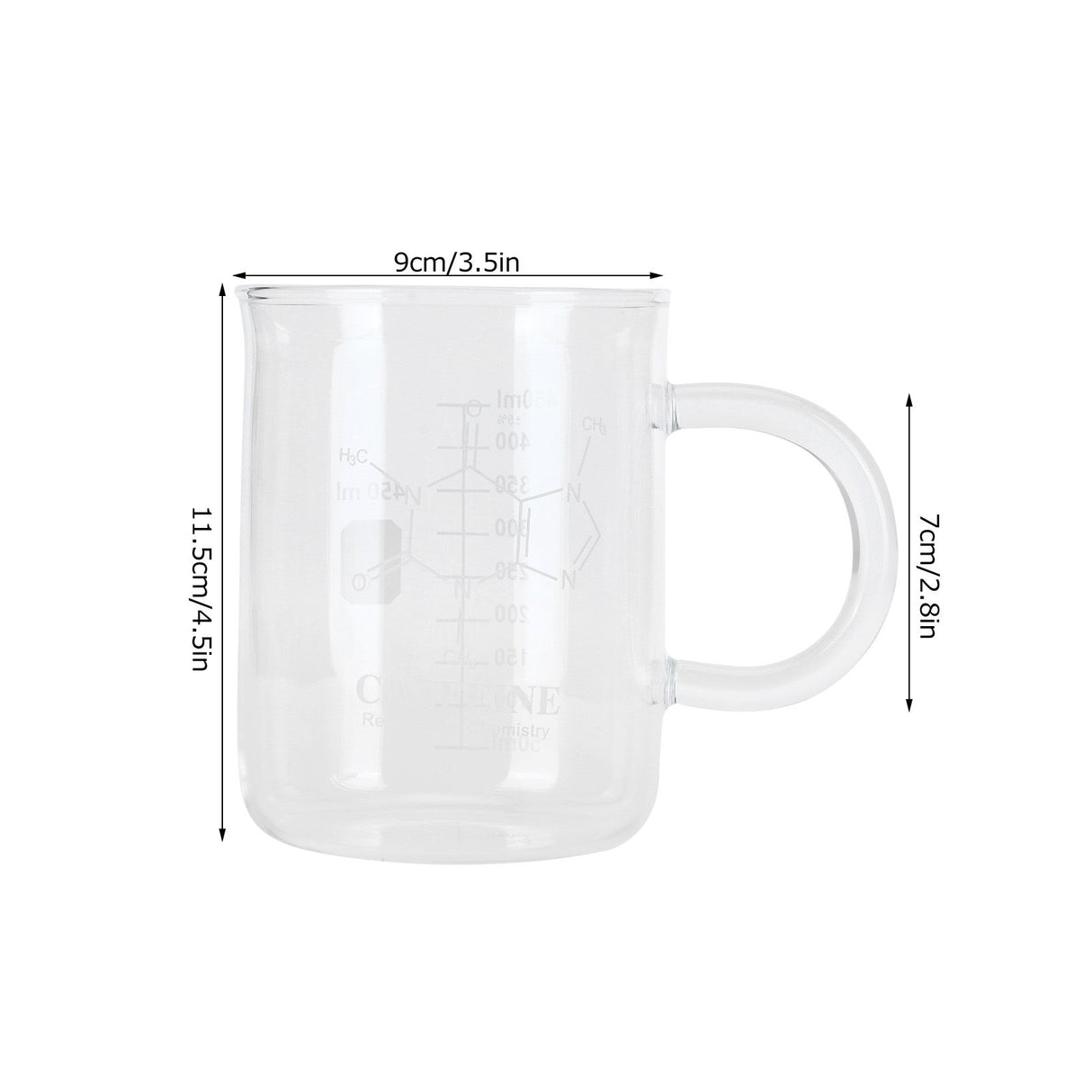 Beaker Mug Borosilicate Glass Cup with Handle and Measuring Scale for Coffee Tea