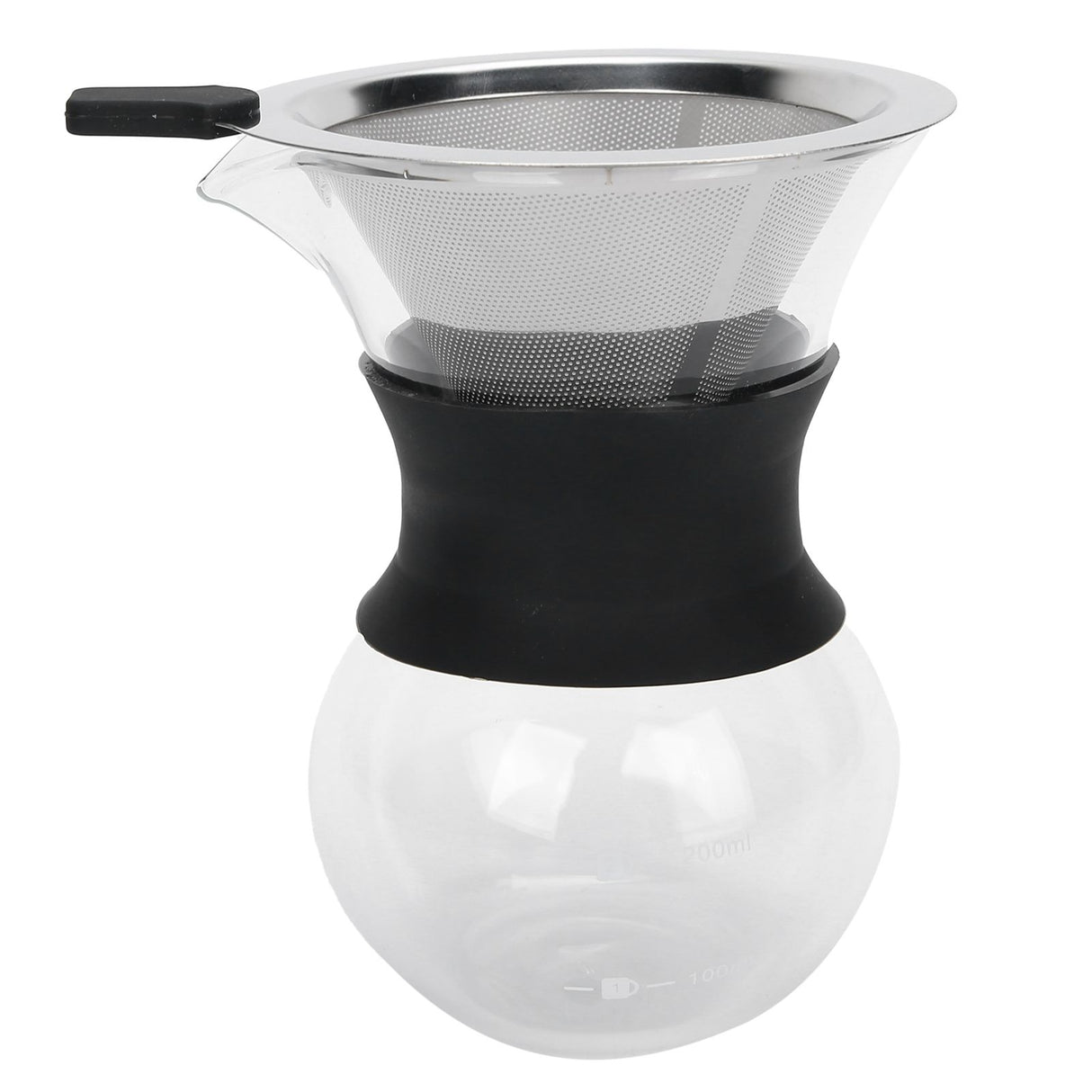 Reusable Glass Coffee Pot with Stainless Steel Filter Manual Drip Coffee Maker Set200ml