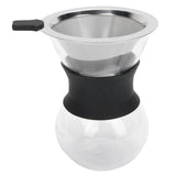 Reusable Glass Coffee Pot with Stainless Steel Filter Manual Drip Coffee Maker Set200ml - Rear View