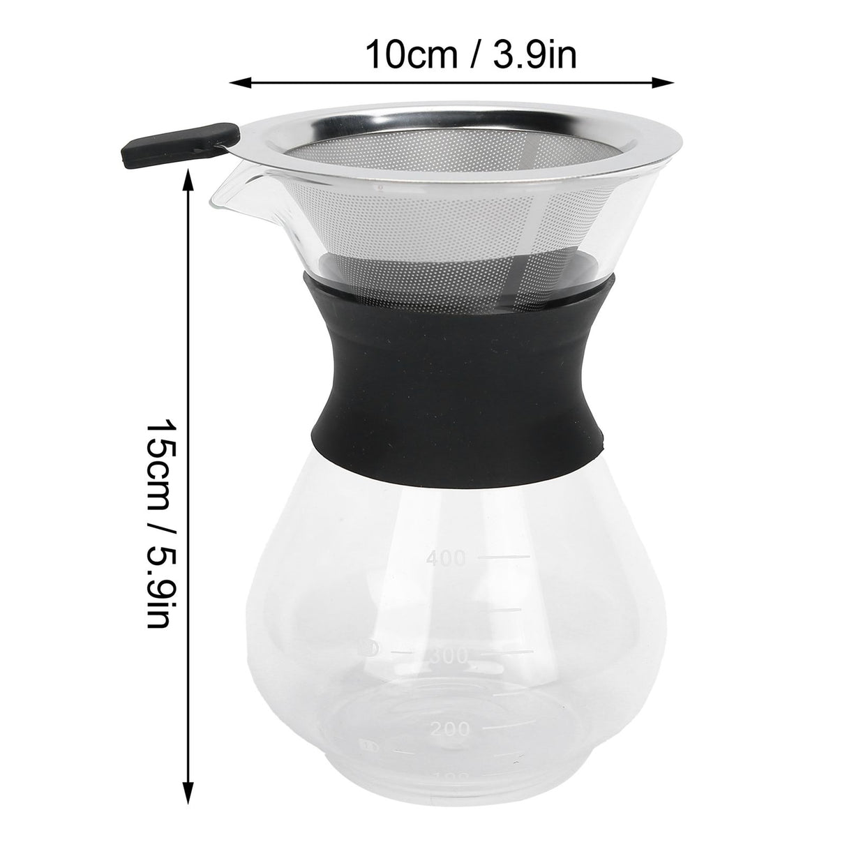 Reusable Glass Coffee Pot with Stainless Steel Filter Manual Drip Coffee Maker Set400ml