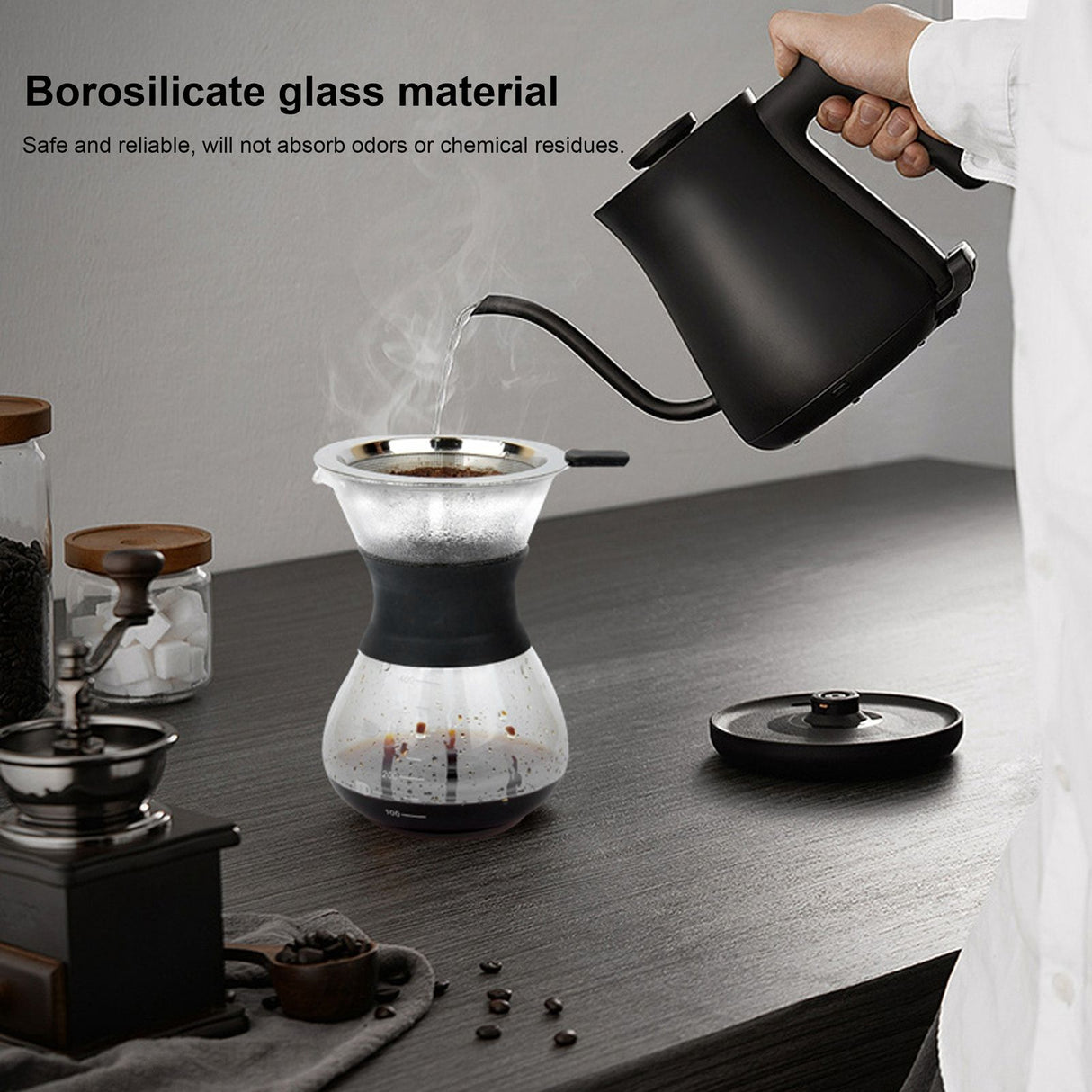 Reusable Glass Coffee Pot with Stainless Steel Filter Manual Drip Coffee Maker Set400ml