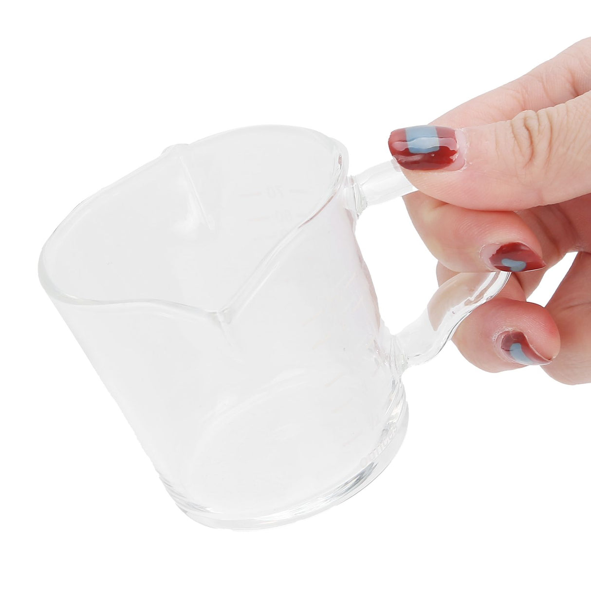 Coffee Cup with Double Spouts Scale Hand Made Borosilicate Glass Measuring Cup 70ml