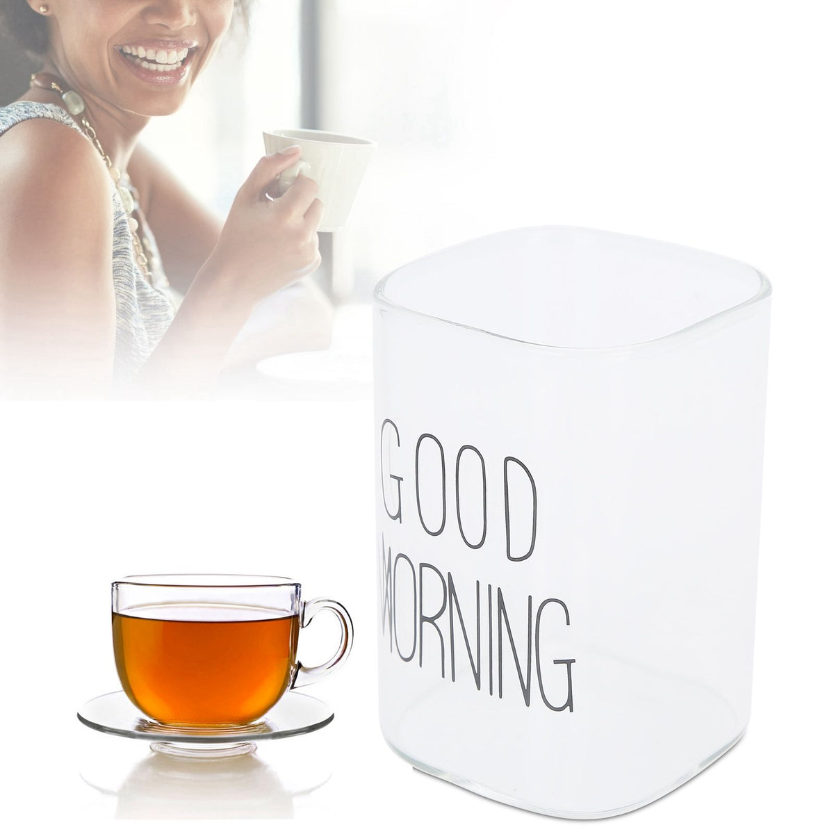 Transparent Milk Cup Innovative Coffee Mug Tea Drink Glass Drinkware for Home ShopBlack Label 240ml