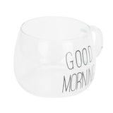 Coffee Cup Transparent Borosilicate Glass Mug with Handle for Milk Tea Cocktail BeverageBlack Label - Front View