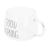 Coffee Cup Transparent Borosilicate Glass Mug with Handle for Milk Tea Cocktail BeverageBlack Label