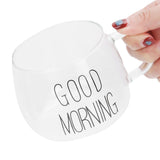 Coffee Cup Transparent Borosilicate Glass Mug with Handle for Milk Tea Cocktail BeverageBlack Label