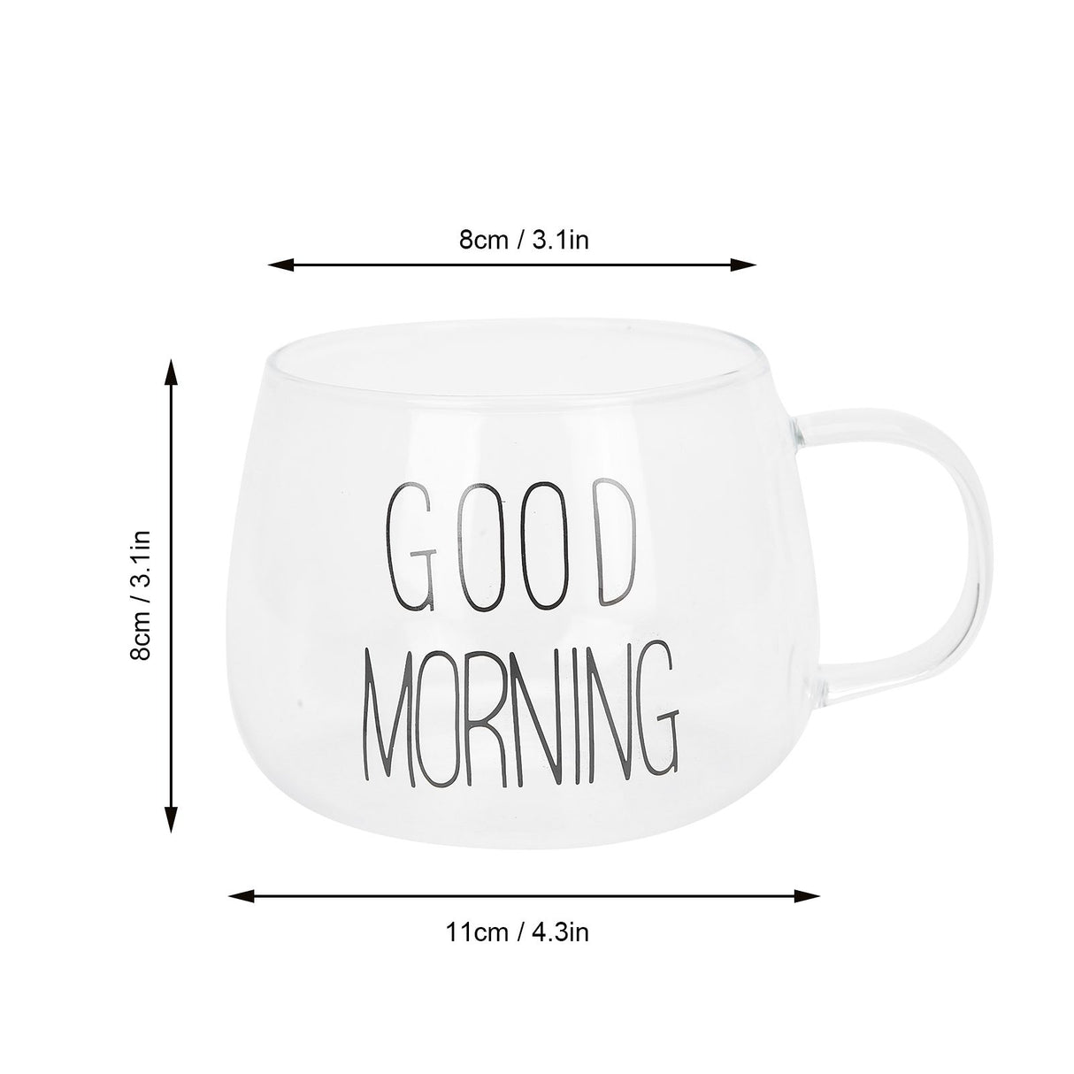 Coffee Cup Transparent Borosilicate Glass Mug with Handle for Milk Tea Cocktail BeverageBlack Label