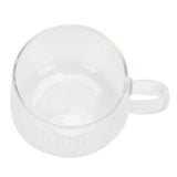Coffee Cup Transparent Borosilicate Glass Mug with Handle for Milk Tea Cocktail BeverageWhite Label - Close-Up Angle