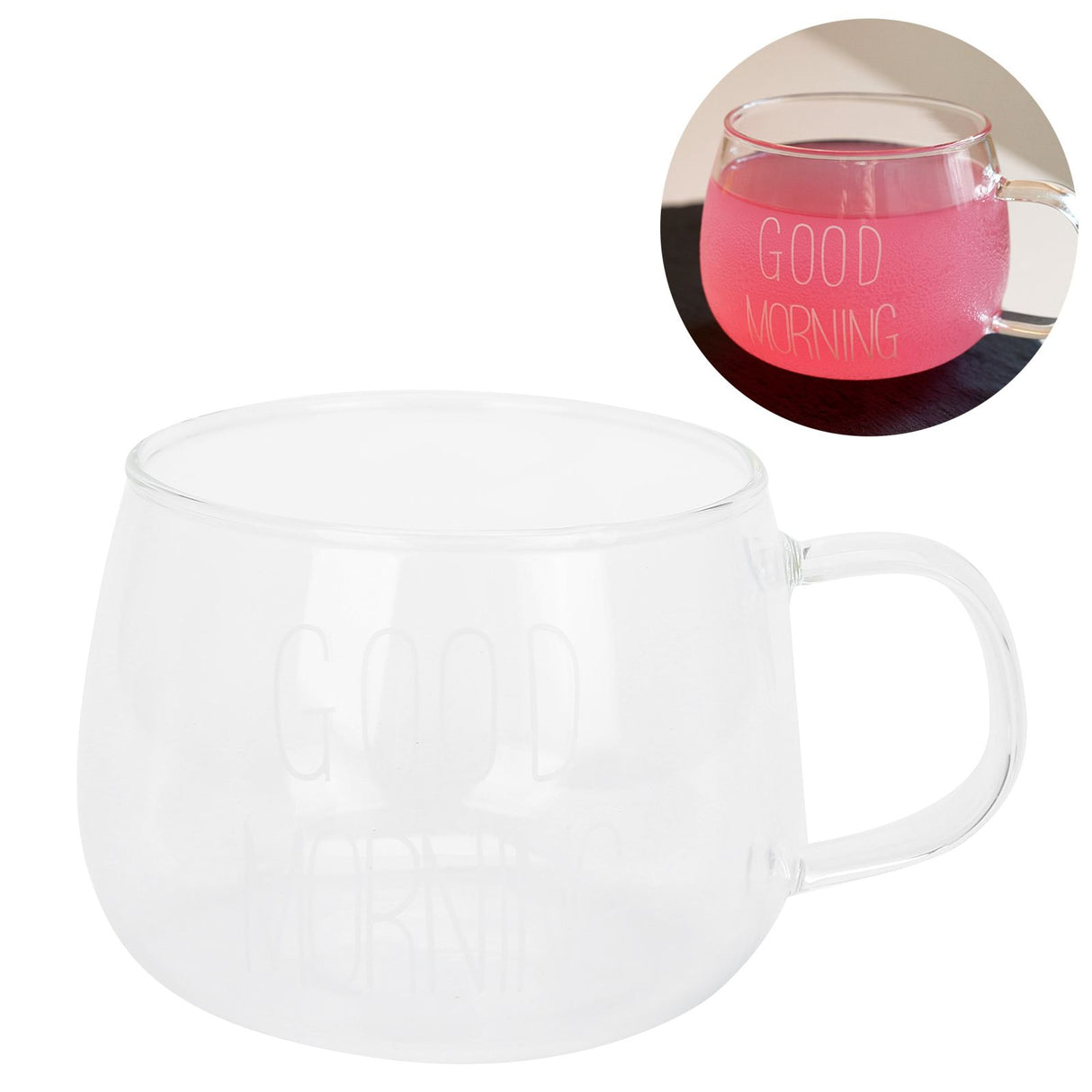 Coffee Cup Transparent Borosilicate Glass Mug with Handle for Milk Tea Cocktail BeverageWhite Label