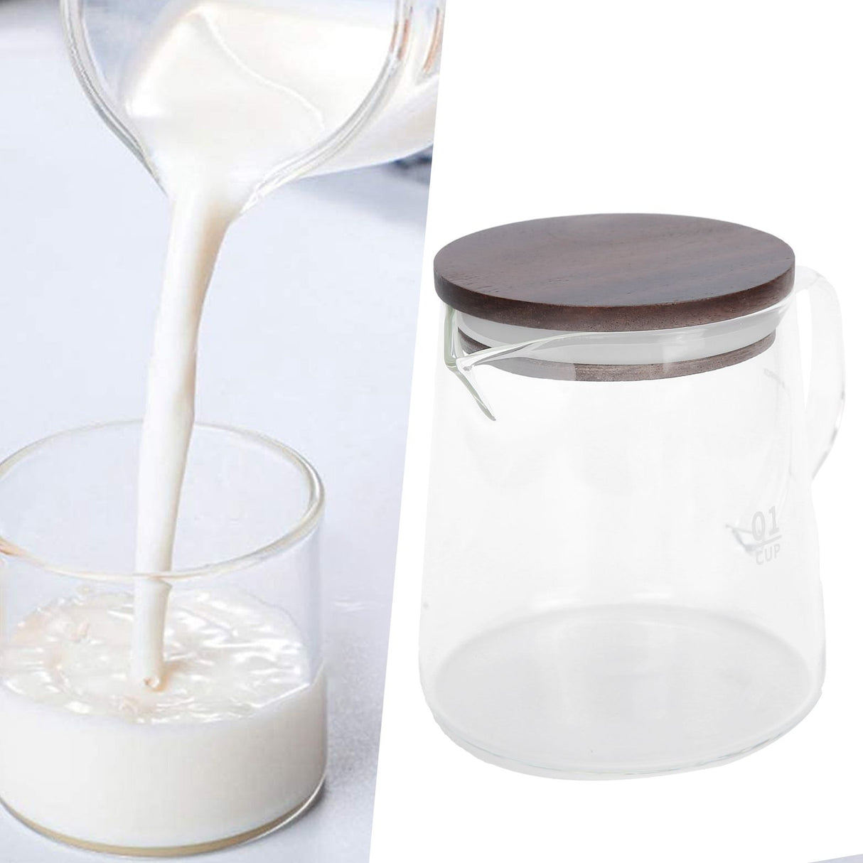 Coffee Pot with Lid HeatResistant Glass Heat Insulation Handle Kettle for Tea Milk Juice(300ml )
