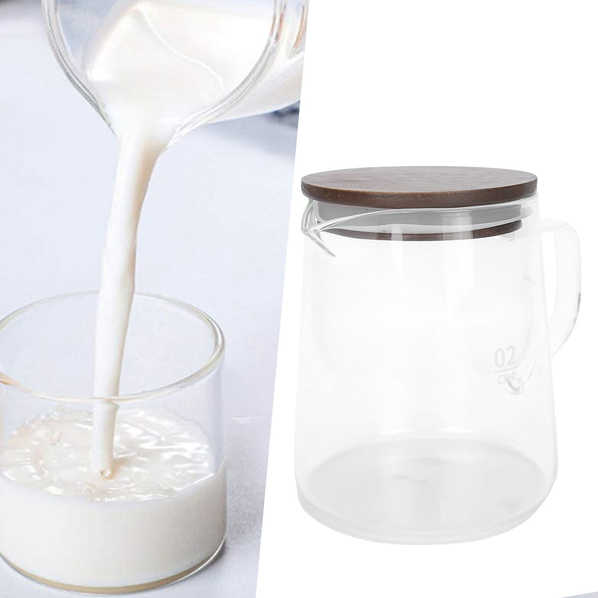 Coffee Pot with Lid HeatResistant Glass Heat Insulation Handle Kettle for Tea Milk Juice(500ml )