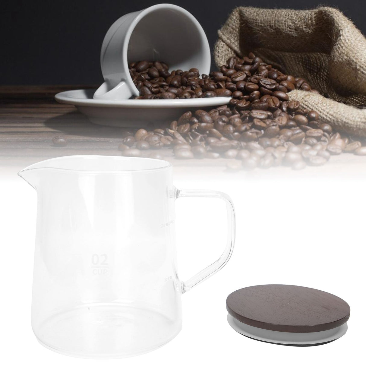 Coffee Pot with Lid HeatResistant Glass Heat Insulation Handle Kettle for Tea Milk Juice(500ml )