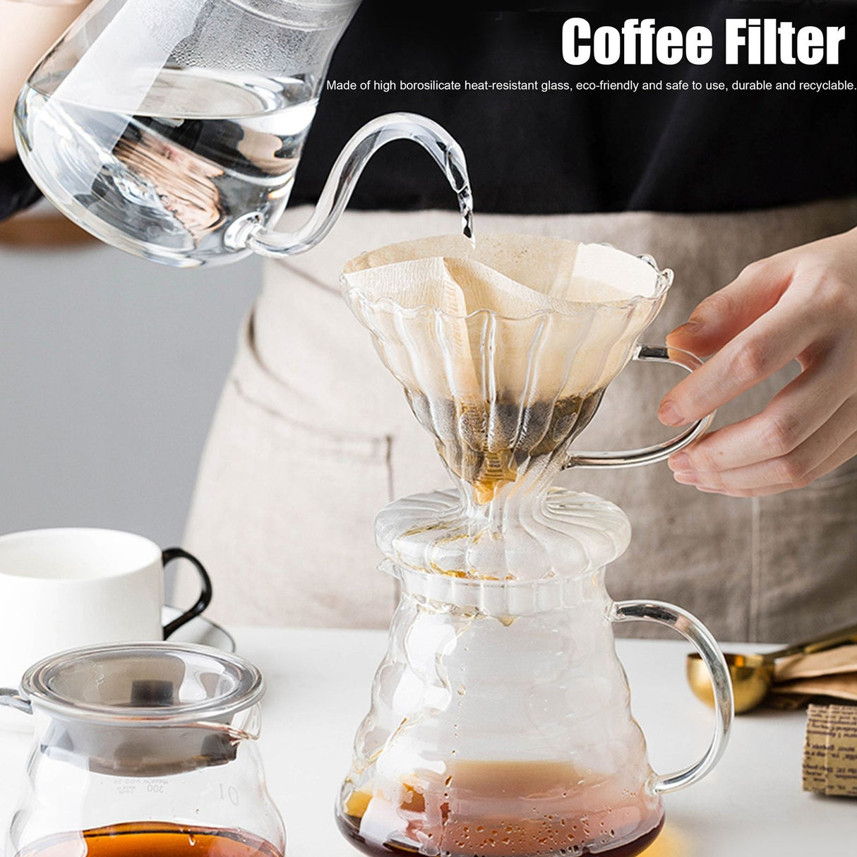 Glass Pour Over Coffee Dripper Cone Filter Cup Coffee Machine Accessories Home Office Use