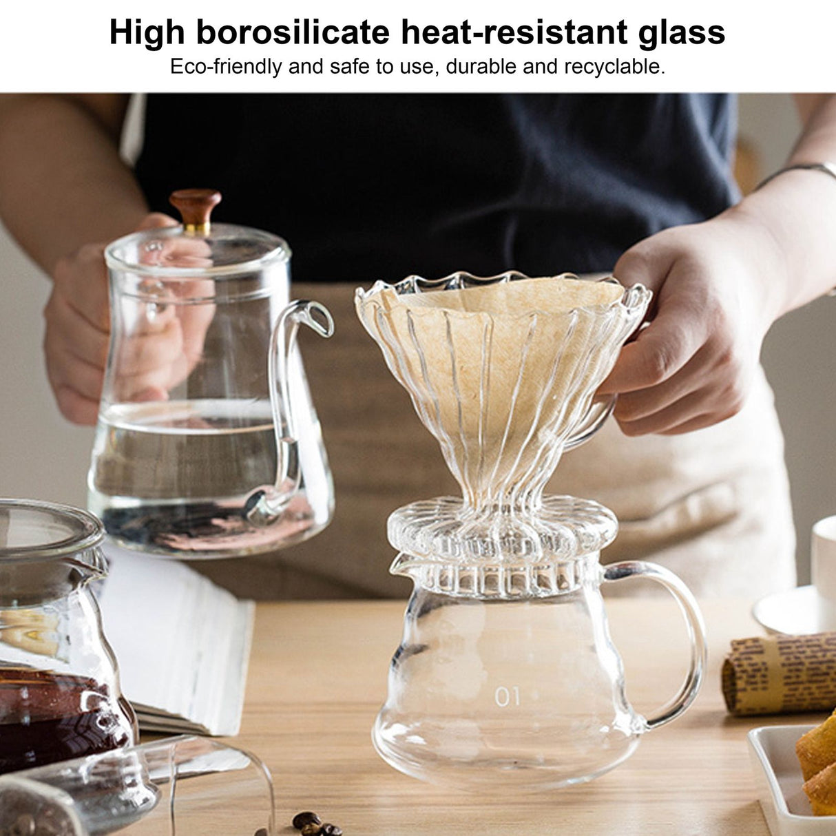 Glass Pour Over Coffee Dripper Cone Filter Cup Coffee Machine Accessories Home Office Use