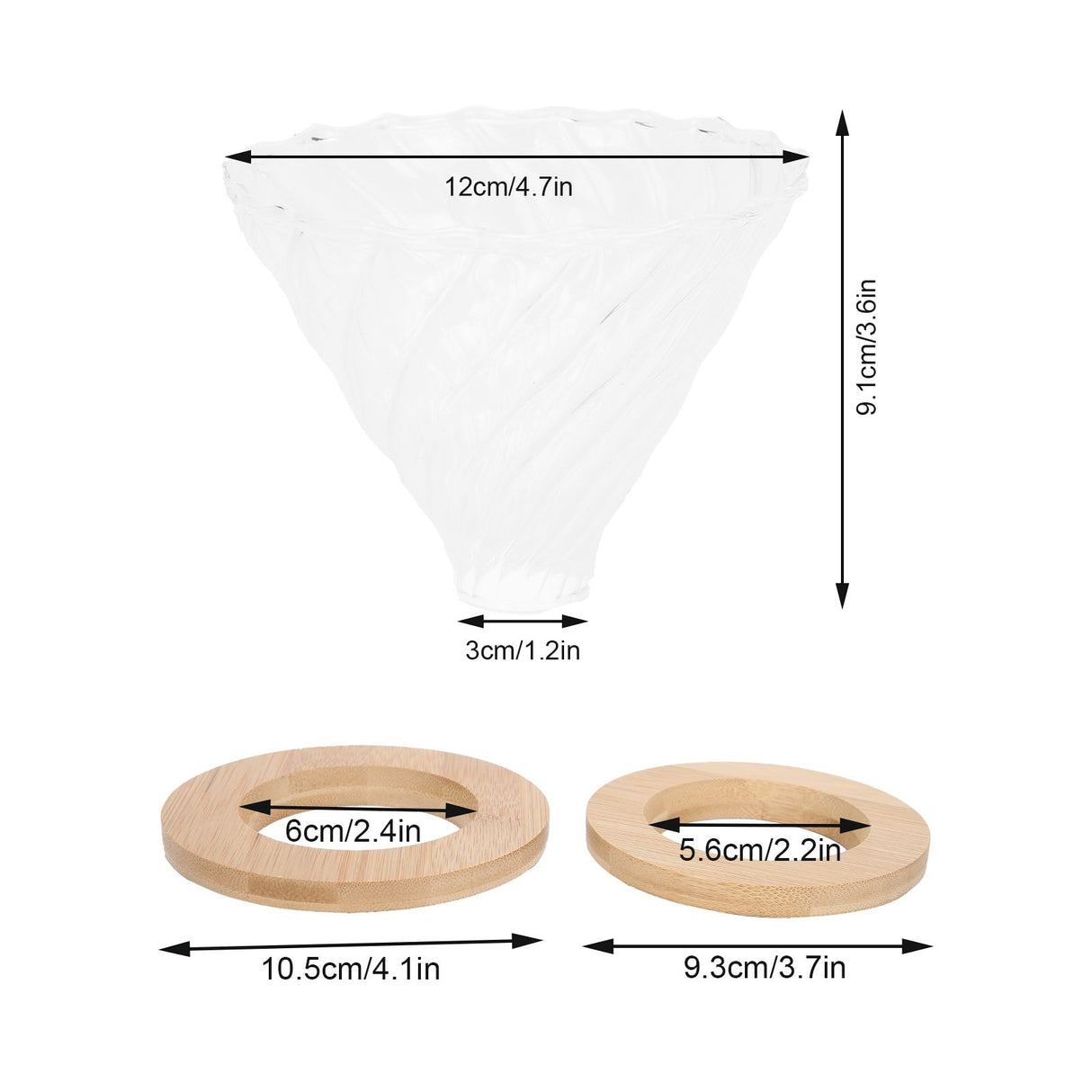 Pour Over Coffee Dripper Cone Filter Cup Coffee Maker Accessories with Wood Base Home Office Use