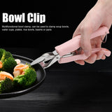 Bowl Gripper Stainless Steel AntiScald AntiSlip Clip Hot Plate Clamp Kitchen Gadget(Pink )