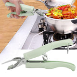 Bowl Gripper Stainless Steel AntiScald AntiSlip Clip Hot Plate Clamp Kitchen Gadget(Green )