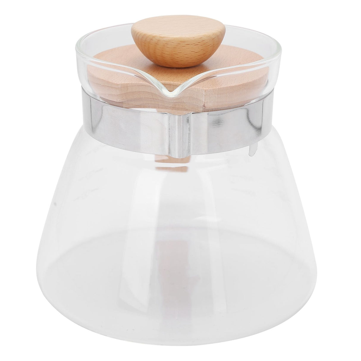 Pour Over Coffee Maker 600ml Glass Coffee Server Pot with Wooden Handle Lid for Home Office