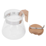 Pour Over Coffee Maker 600ml Glass Coffee Server Pot with Wooden Handle Lid for Home Office - Rear View