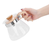 Pour Over Coffee Maker 600ml Glass Coffee Server Pot with Wooden Handle Lid for Home Office