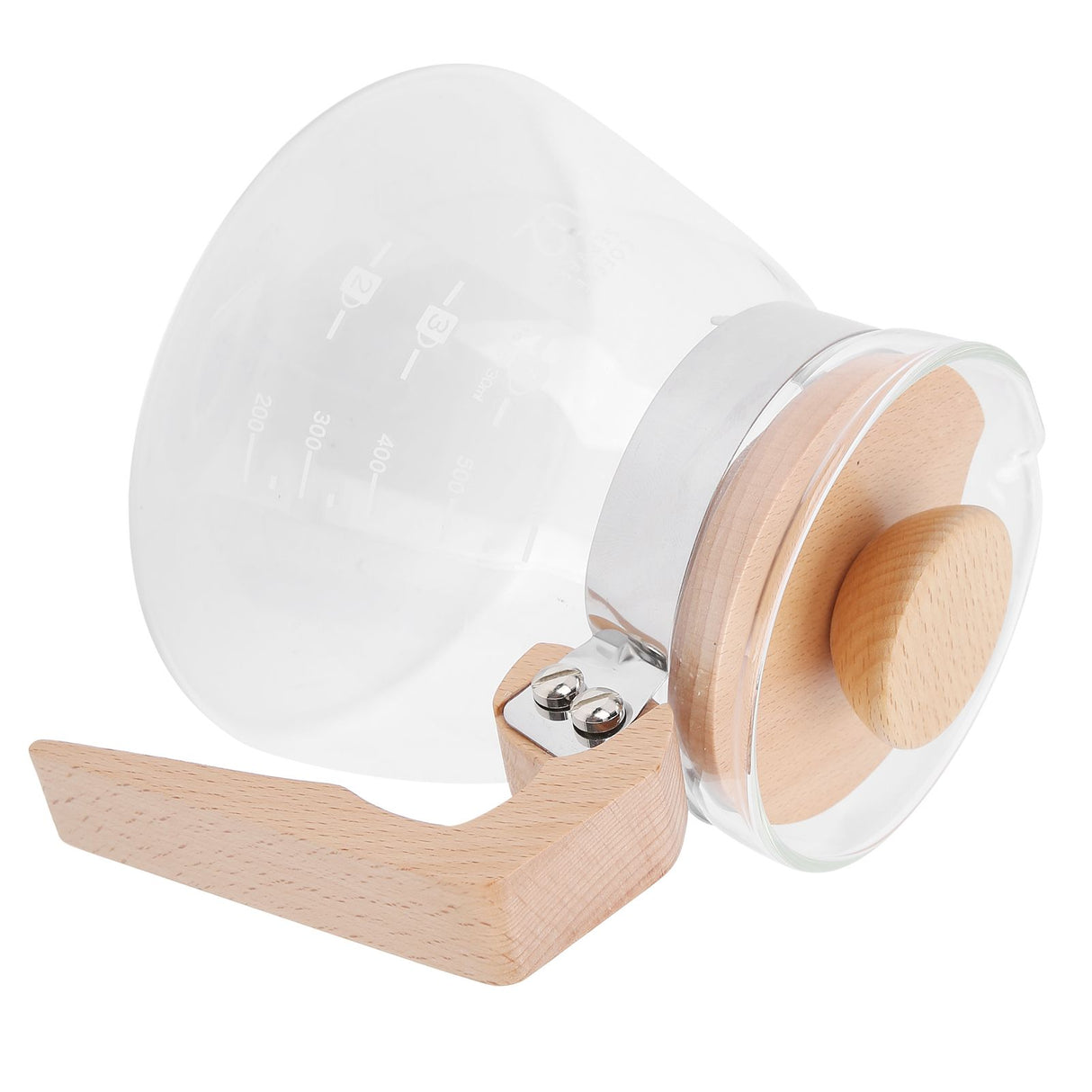 Pour Over Coffee Maker 600ml Glass Coffee Server Pot with Wooden Handle Lid for Home Office