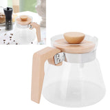 Pour Over Coffee Maker 600ml Glass Coffee Server Pot with Wooden Handle Lid for Home Office - Extra Image