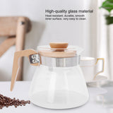 Pour Over Coffee Maker 600ml Glass Coffee Server Pot with Wooden Handle Lid for Home Office - Extra Image