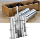 Condiment Container 304 Stainless Steel Seasoning Pots Set with Storage Rack Kitchen Supplies L