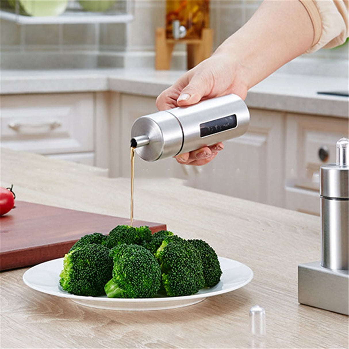 Condiment Container 304 Stainless Steel Seasoning Pots Set with Storage Rack Kitchen Supplies L