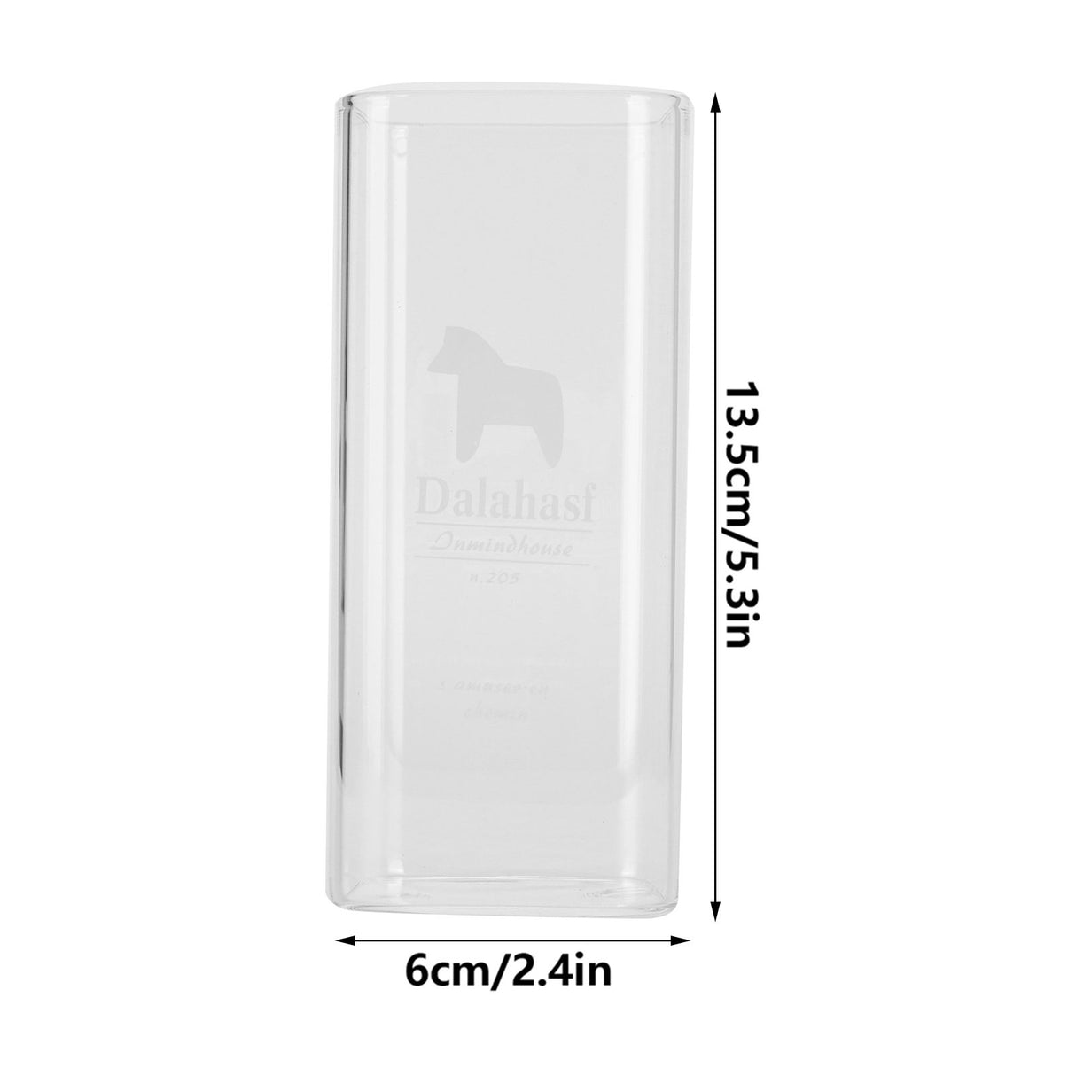 400ml Water Cup Square Heat-Resistant Glass Mug Beverage Milk Breakfast Cup DrinkwareHorse Pattern