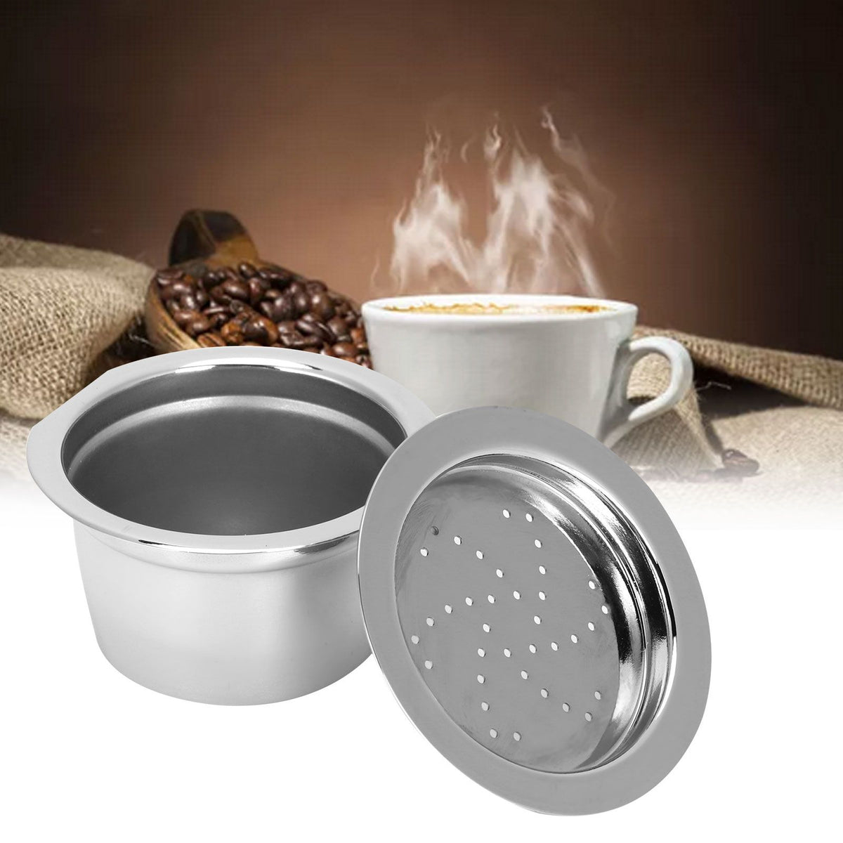 Coffee Capsule Reusable Refillable Coffee Filter Cup with Spoon Brush Fit for Kfee